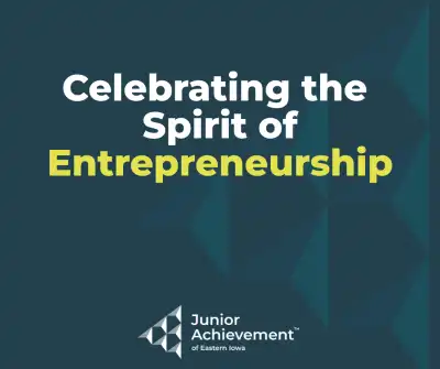 Dark blue background with Celebrating the Spirit of Entrepreneurship text